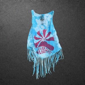 Chaser Family Dog 13th Floor Elevators Tie Dye Fringe Tank Top Blue Small